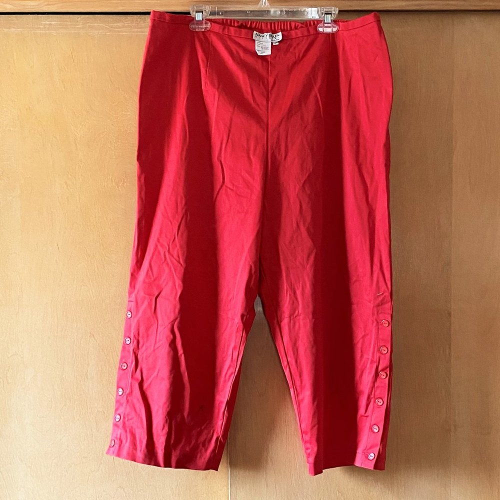 NWT Sz 22W Nancy Bolen City Girl Red Orange Capris